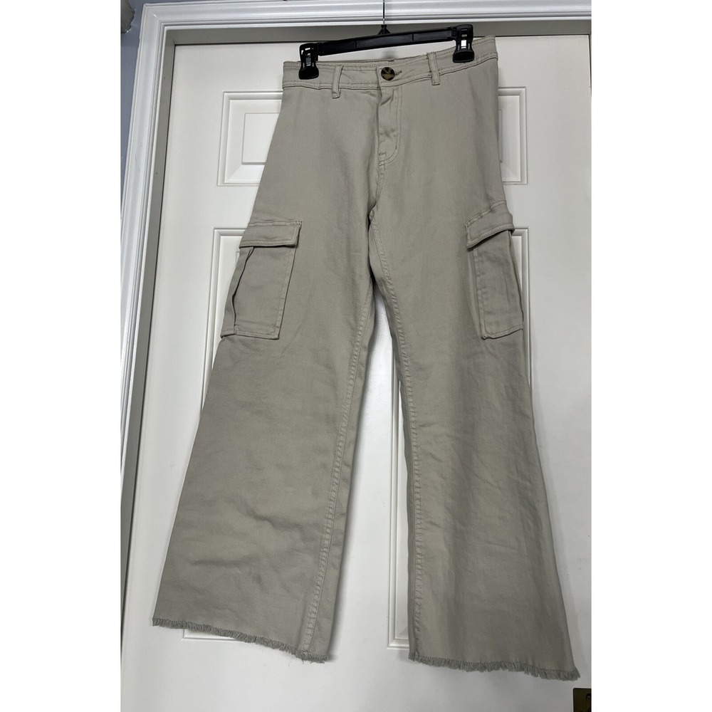 Dex Women's Super High Rise Cargo Pants Size 26 Wide Leg Khaki Boho Casual